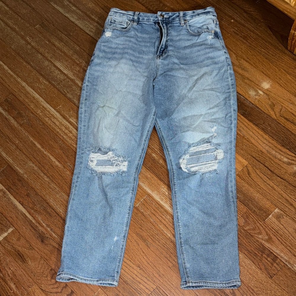 Light Blue Distressed MOM Jeans